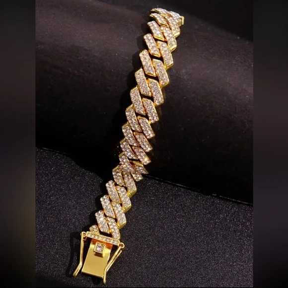 1pc Gold Metallic Bracelet With Rhinestone - Picture 3 of 5